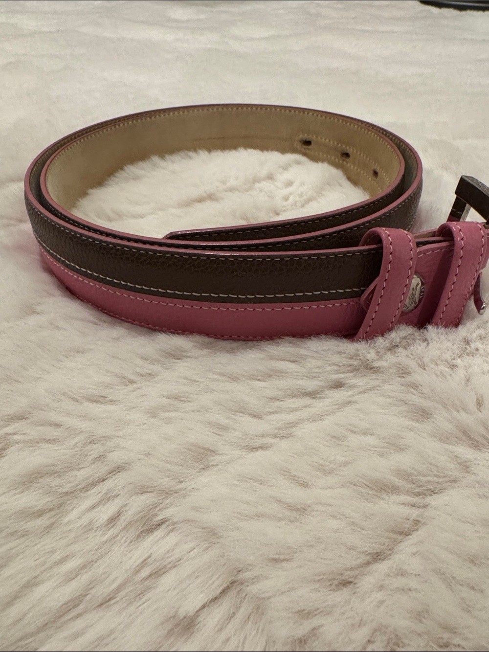 Longchamp Pink Leather Belt – Free Size